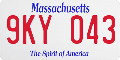 MA license plate 9KY043