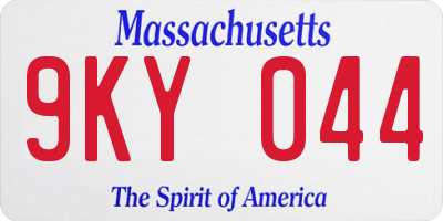 MA license plate 9KY044