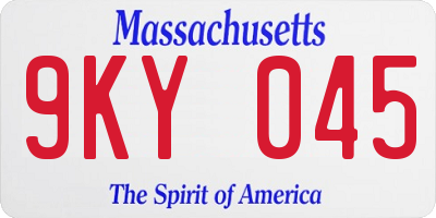 MA license plate 9KY045
