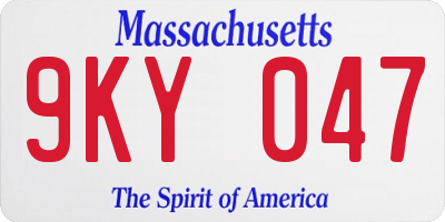 MA license plate 9KY047