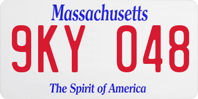 MA license plate 9KY048