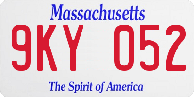 MA license plate 9KY052