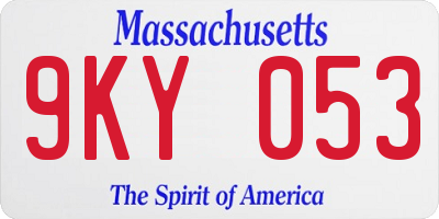 MA license plate 9KY053
