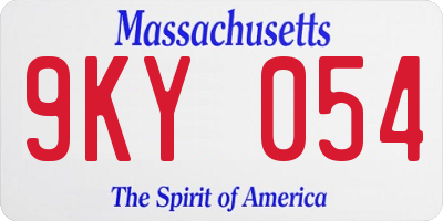 MA license plate 9KY054