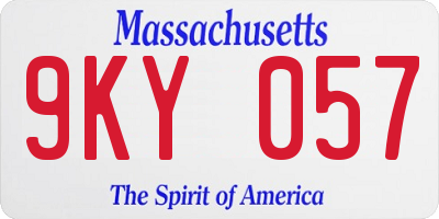 MA license plate 9KY057