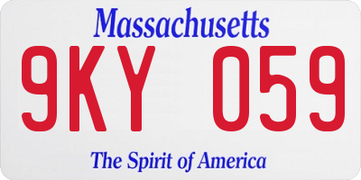 MA license plate 9KY059
