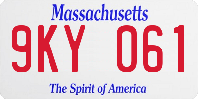 MA license plate 9KY061