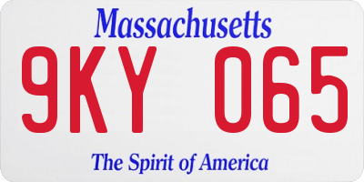 MA license plate 9KY065