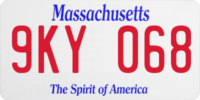 MA license plate 9KY068