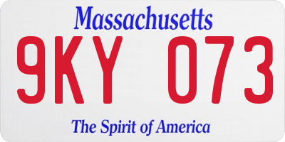 MA license plate 9KY073