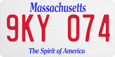 MA license plate 9KY074