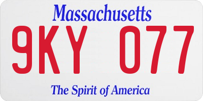 MA license plate 9KY077