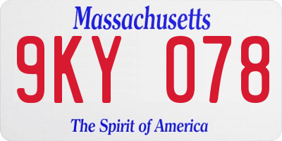 MA license plate 9KY078