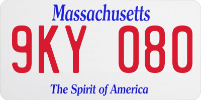 MA license plate 9KY080