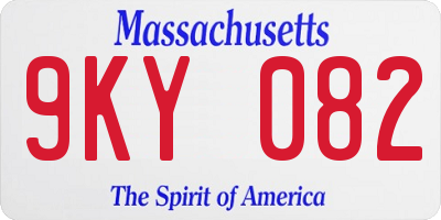 MA license plate 9KY082