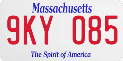 MA license plate 9KY085