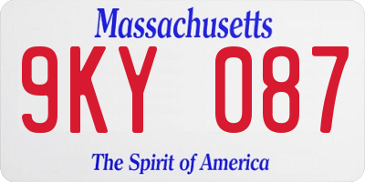 MA license plate 9KY087