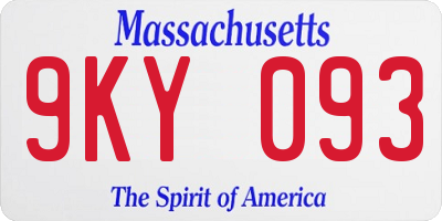 MA license plate 9KY093