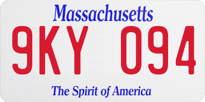 MA license plate 9KY094