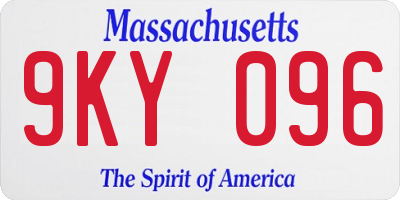 MA license plate 9KY096