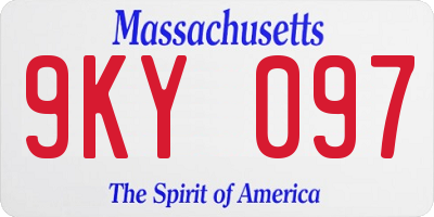 MA license plate 9KY097
