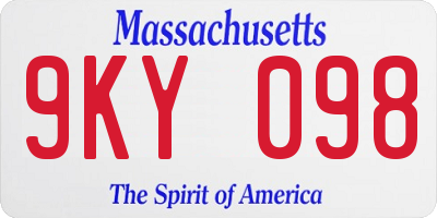 MA license plate 9KY098