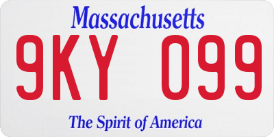 MA license plate 9KY099