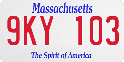 MA license plate 9KY103