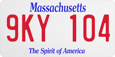 MA license plate 9KY104