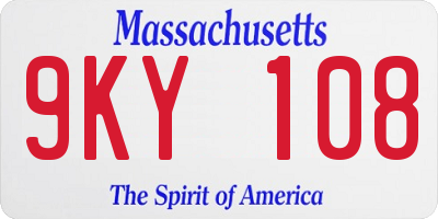 MA license plate 9KY108