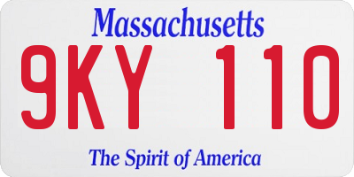 MA license plate 9KY110