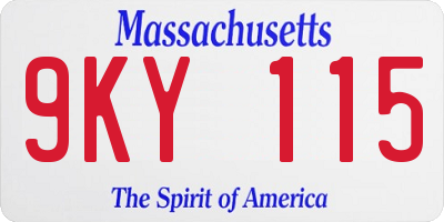 MA license plate 9KY115