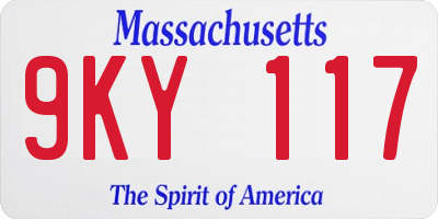 MA license plate 9KY117