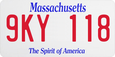 MA license plate 9KY118