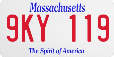 MA license plate 9KY119