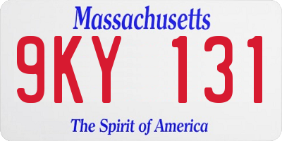 MA license plate 9KY131