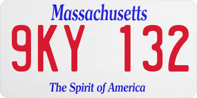 MA license plate 9KY132