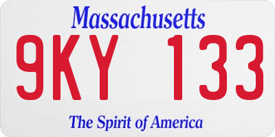 MA license plate 9KY133