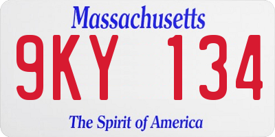 MA license plate 9KY134