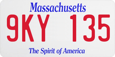 MA license plate 9KY135
