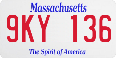 MA license plate 9KY136