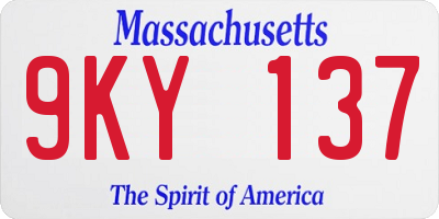MA license plate 9KY137