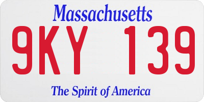 MA license plate 9KY139
