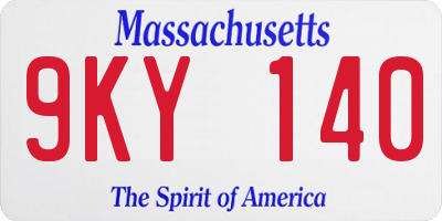 MA license plate 9KY140