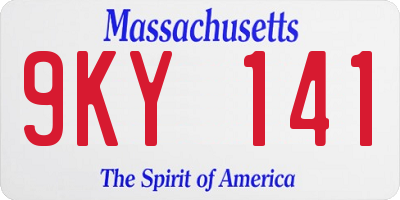 MA license plate 9KY141