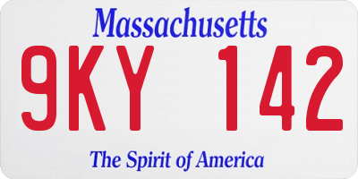 MA license plate 9KY142
