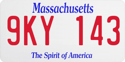 MA license plate 9KY143