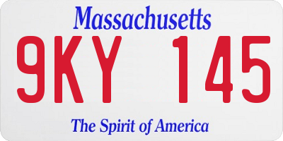 MA license plate 9KY145