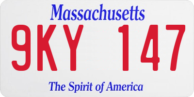 MA license plate 9KY147