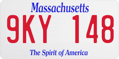 MA license plate 9KY148